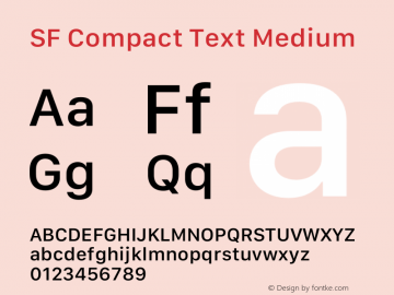 SF Compact Text Medium Version 16.0d12e3 Font Sample