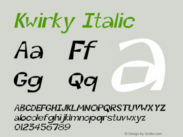 Kwirky Italic The IMSI MasterFonts Collection, tm 1995, 1996 IMSI (International Microcomputer Software Inc.) Font Sample