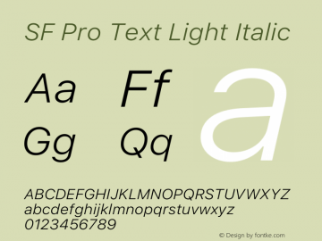 SF Pro Text Light Italic Version 16.0d12e3图片样张