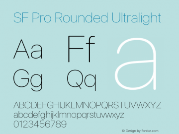 SF Pro Rounded Ultralight Version 16.0d12e3 Font Sample