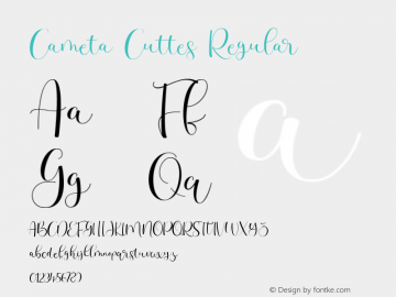 Cameta Cuttes Regular Version 1.000 Font Sample