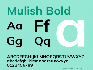 Mulish Bold Version 2.100; ttfautohint (v1.8.1.43-b0c9) Font Sample