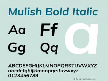 Mulish Bold Italic Version 2.100; ttfautohint (v1.8.1.43-b0c9)图片样张