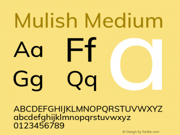 Mulish Medium Version 2.100; ttfautohint (v1.8.1.43-b0c9) Font Sample
