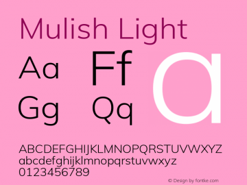 Mulish Light Version 2.100; ttfautohint (v1.8.1.43-b0c9)图片样张