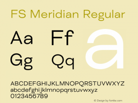 FS Meridian Regular Version 1.001;PS 001.001;hotconv 1.0.88;makeotf.lib2.5.64775 Font Sample