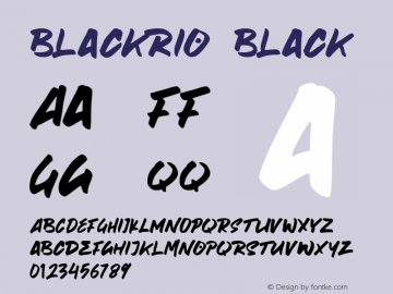 blackrio Version 001.000 Font Sample