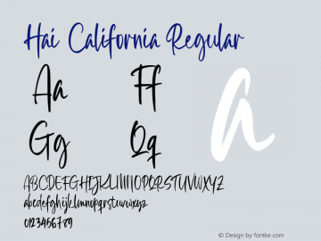 Hai California Version 1.00;October 10, 2020;FontCreator 12.0.0.2567 64-bit Font Sample