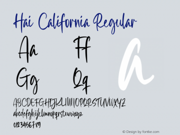 Hai California Version 1.00;October 10, 2020;FontCreator 12.0.0.2567 64-bit图片样张