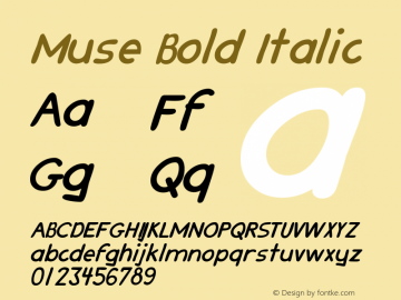 Muse Bold Italic The IMSI MasterFonts Collection, tm 1995, 1996 IMSI (International Microcomputer Software Inc.)图片样张