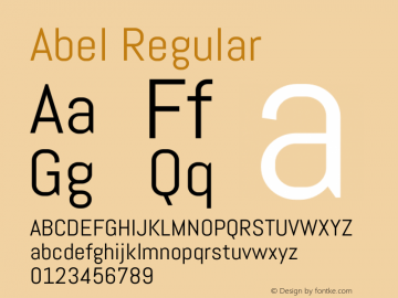 Abel Regular Version 1.003 Font Sample