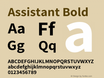 Assistant Bold Version 2.001 Font Sample