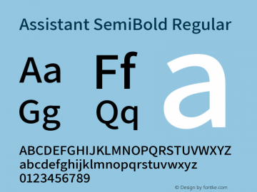 Assistant-SemiBold Version 2.001 Font Sample