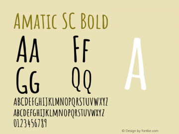 Amatic SC Bold Version 2.505图片样张