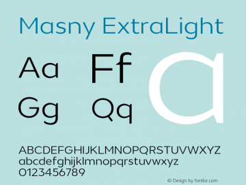 Masny-ExtraLight Version 1.000 Font Sample