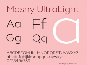 Masny-UltraLight Version 1.000 Font Sample
