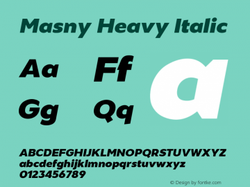 Masny-HeavyItalic Version 1.000 Font Sample