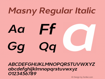 Masny-RegularItalic Version 1.000 Font Sample