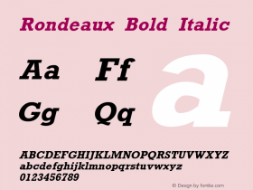 Rondeaux Bold Italic The IMSI MasterFonts Collection, tm 1995, 1996 IMSI (International Microcomputer Software Inc.)图片样张