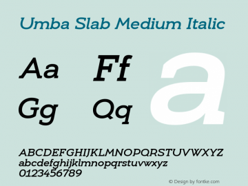 Umba Slab Medium Italic Version 2.010;PS 002.010;hotconv 1.0.88;makeotf.lib2.5.64775图片样张