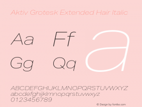 AktivGroteskEx-HairItalic Version 1.001 | w-rip DC20180615图片样张