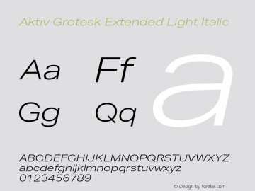 AktivGroteskEx-LightItalic Version 1.001 | w-rip DC20180615图片样张