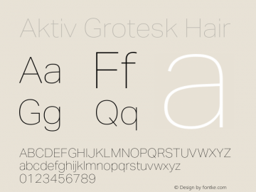 AktivGrotesk-Hair Version 2.000 | w-rip DC20180615 Font Sample