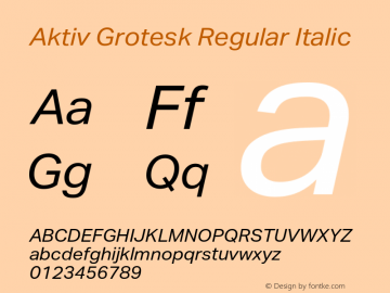 AktivGrotesk-Italic Version 4.000 | w-rip DC20180615 Font Sample