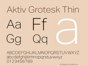 AktivGrotesk-Thin Version 2.000 | w-rip DC20180615 Font Sample