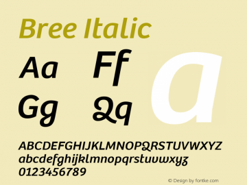 Bree Italic Version 2.000;hotconv 1.0.109;makeotfexe 2.5.65593图片样张