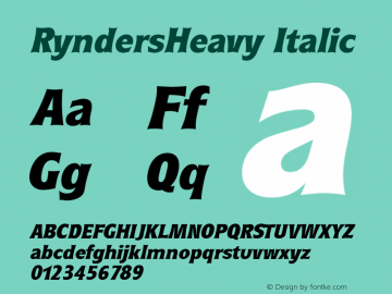 RyndersHeavy Italic Macromedia Fontographer 4.1.5 5/15/98图片样张
