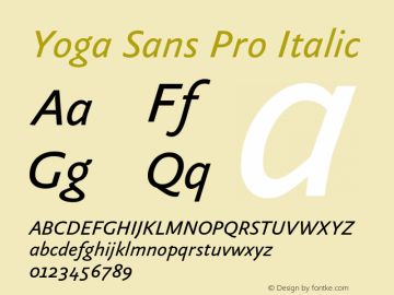 YogaSansPro-Italic Version 7.504; 2009; Build 1021 Font Sample