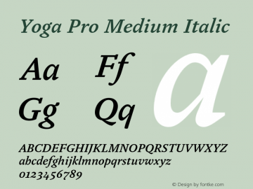 YogaPro-MediumItalic Version 7.504; 2015; (debug) Font Sample