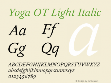 YogaOT-LightItalic Version 7.504; 2015; (debug)图片样张