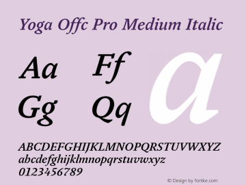 Yoga Offc Pro Medium Italic Version 7.504; 2015; Build 1020 Font Sample