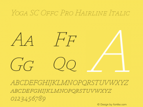 Yoga SC Offc Pro Hairline Italic Version 7.504; 2015; Build 1020 Font Sample