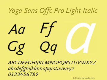 Yoga Sans Offc Pro Light Italic Version 7.504; 2015; Build 1020图片样张