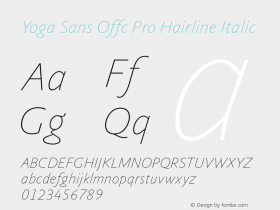 Yoga Sans Offc Pro Hairline Italic Version 7.504; 2015; Build 1020 Font Sample