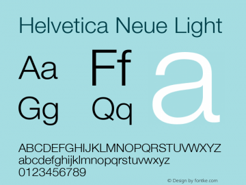 Helvetica Neue Light 5.0d1 Font Sample