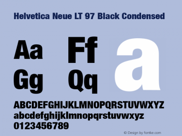Helvetica LT 97 Black Condensed Version 6.70; 2006图片样张