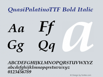 QuasiPalatinoTTF Bold Italic 1.07 Font Sample