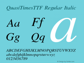 QuasiTimesTTF Regular Italic 1.07 Font Sample