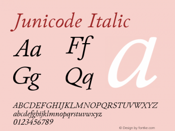 Junicode Italic Version 1.002;PS 1.002;hotconv 16.6.54;makeotf.lib2.5.65590; ttfautohint (v1.8.1)图片样张