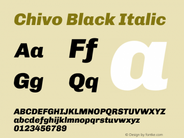 Chivo Black Italic Version 1.007;PS 001.007;hotconv 1.0.88;makeotf.lib2.5.64775 Font Sample