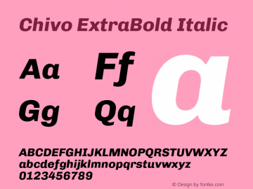 Chivo ExtraBold Italic Version 1.007;PS 001.007;hotconv 1.0.88;makeotf.lib2.5.64775 Font Sample