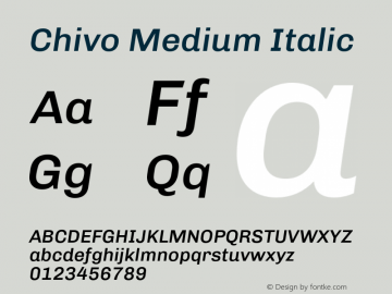 Chivo Medium Italic Version 1.007;PS 001.007;hotconv 1.0.88;makeotf.lib2.5.64775 Font Sample