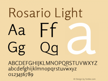 Rosario Light Version 1.004;PS 001.004;hotconv 1.0.88;makeotf.lib2.5.64775 Font Sample