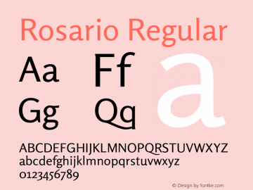 Rosario Regular Version 1.004;PS 001.004;hotconv 1.0.88;makeotf.lib2.5.64775 Font Sample