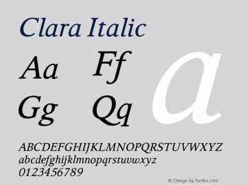 Clara Italic 4 Font Sample