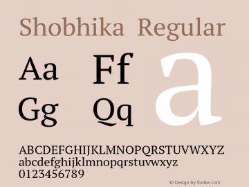 Shobhika Regular Version 1.050;PS 1.000;hotconv 16.6.51;makeotf.lib2.5.65220图片样张